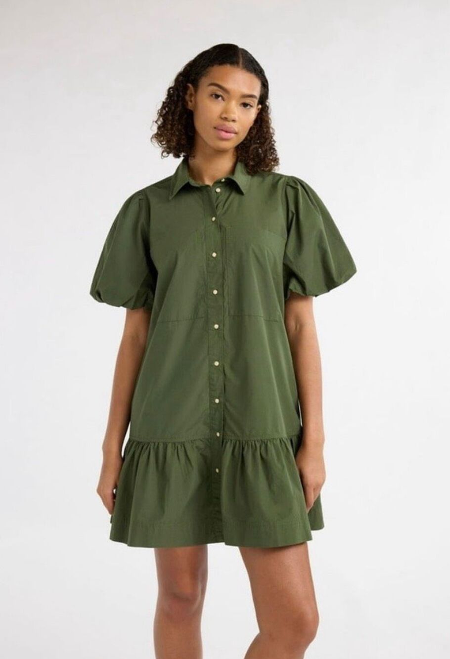 NWT Free Assembly Green Puff Sleeve Mini Dress Size XL (16-18)